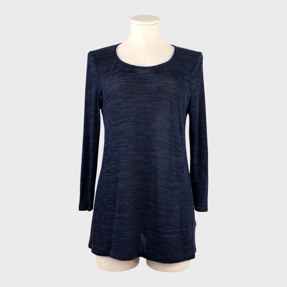 White‎ House Black Market Slub Knit Pleated Back Long Sleeve Top